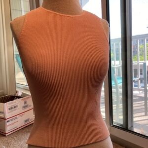 New! Aritzia Babaton Sculpt Knit Racer Tank, peach, small